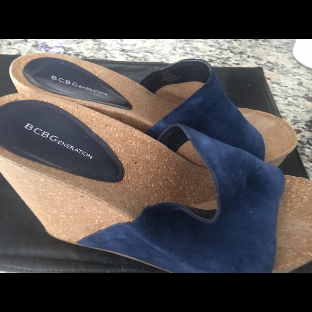 Suede Blue wedge shoes
